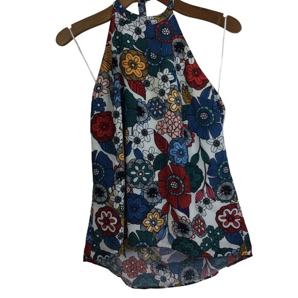 ModCloth Hep Your City Floral Halter Tie Back Colorful Retro Tank Top Multi M - Picture 1 of 10